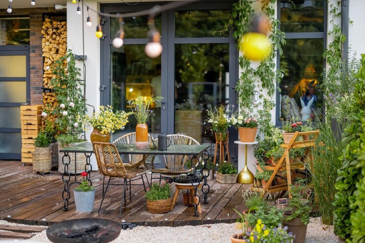 terrasse aménagée et décorée